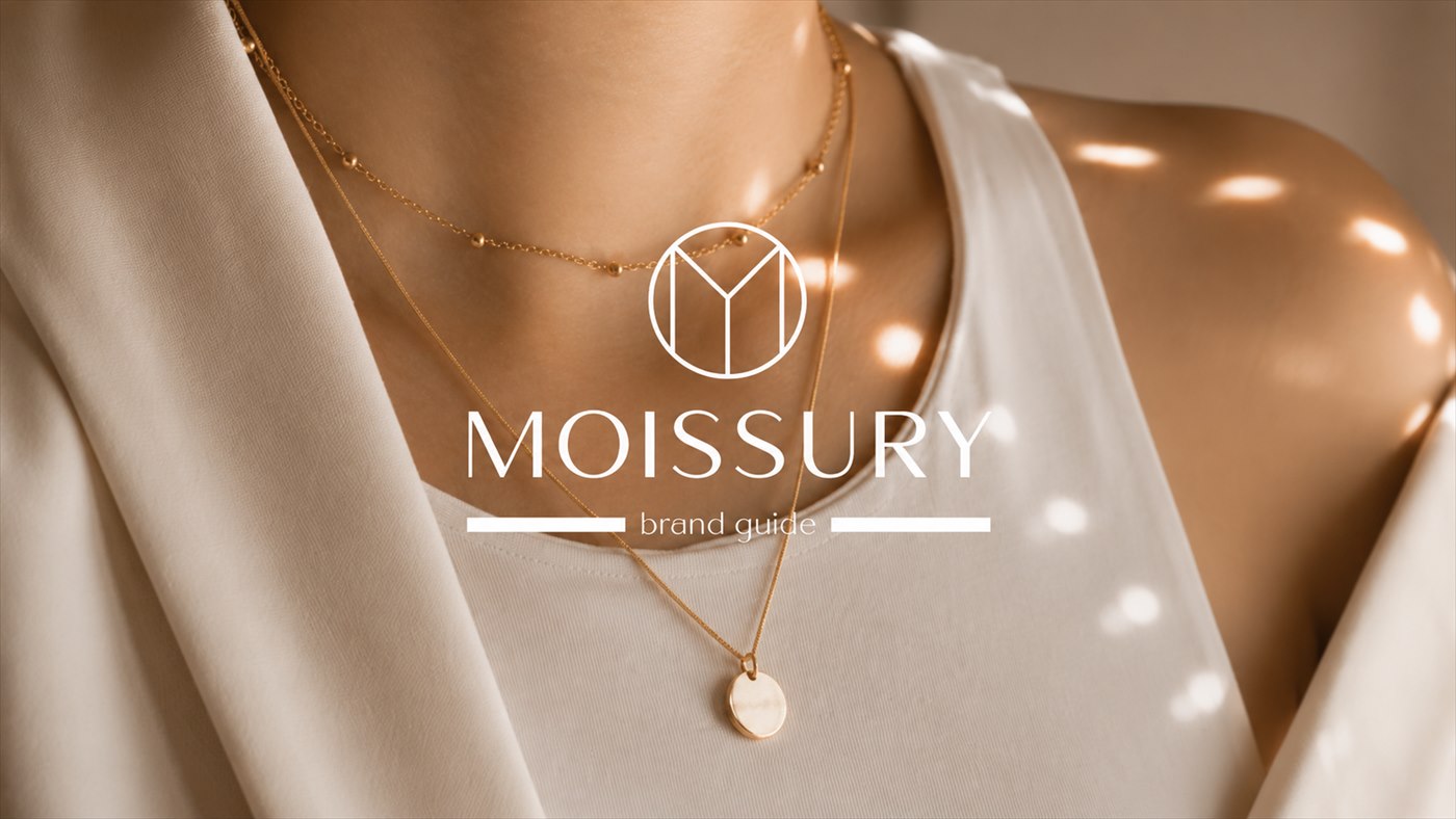 Moissury — logo a monogram na titulnom vizuáli značky